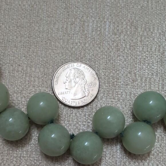 J. Crew Jade Ball Stone Green Grosgrain Ribbons Necklace Preppy Coastal - Picture 7 of 9
